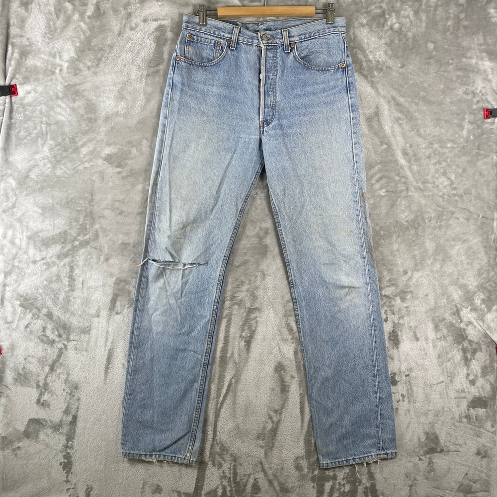 Vintage Levis 501 Jeans Mens 32x34 Fits 31x33 Light Wash Distressed Made in USA